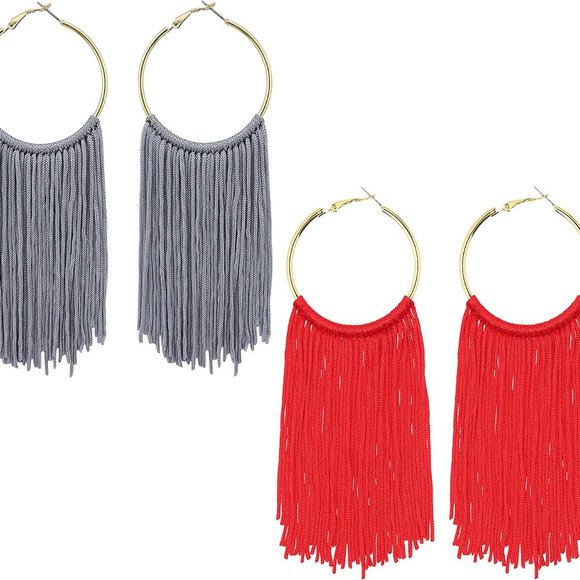 Boutique Accessories Coiris Hoop Statement Tassels Dangle Drop